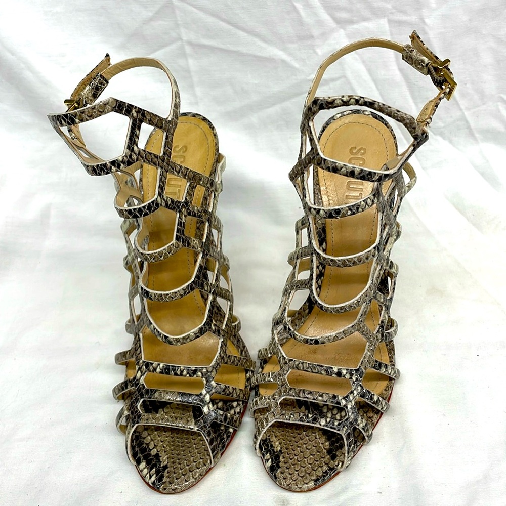 Schutz leather snakeskin gladiator sandals ladies sz 38/36